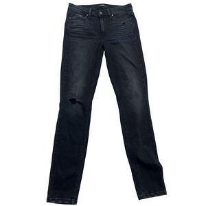 Paige‎ Jeans Womens 27 Black Gray Skinny Distressed Knee Dark Wash Stretch Denim